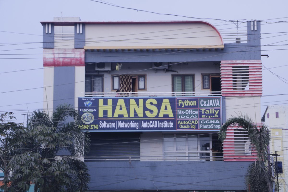 Hansa Technologies branch signage, Palakollu